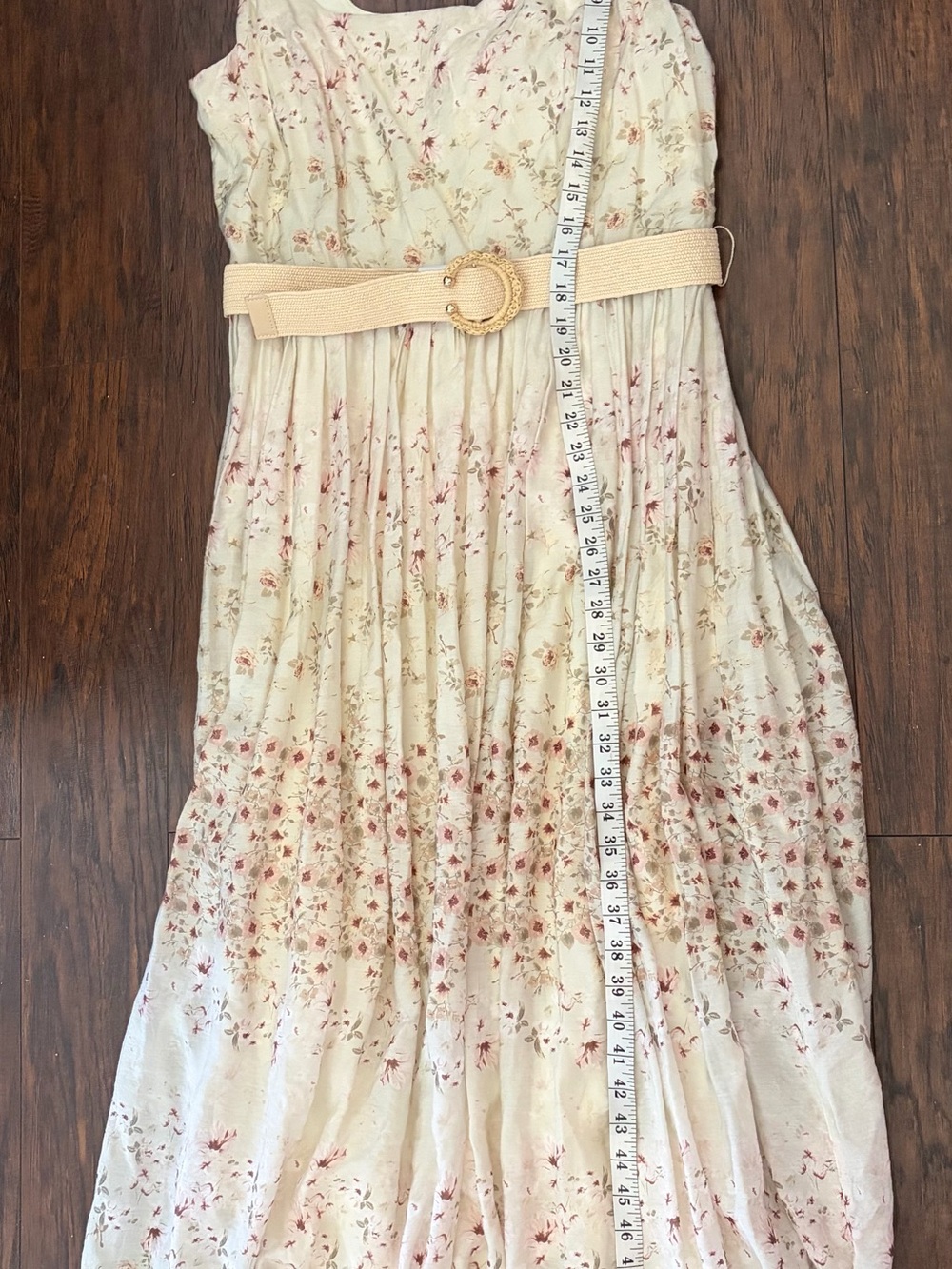 Taylor Cream Maxi Skirt with Pink Floral Print - Picture 4 of 13